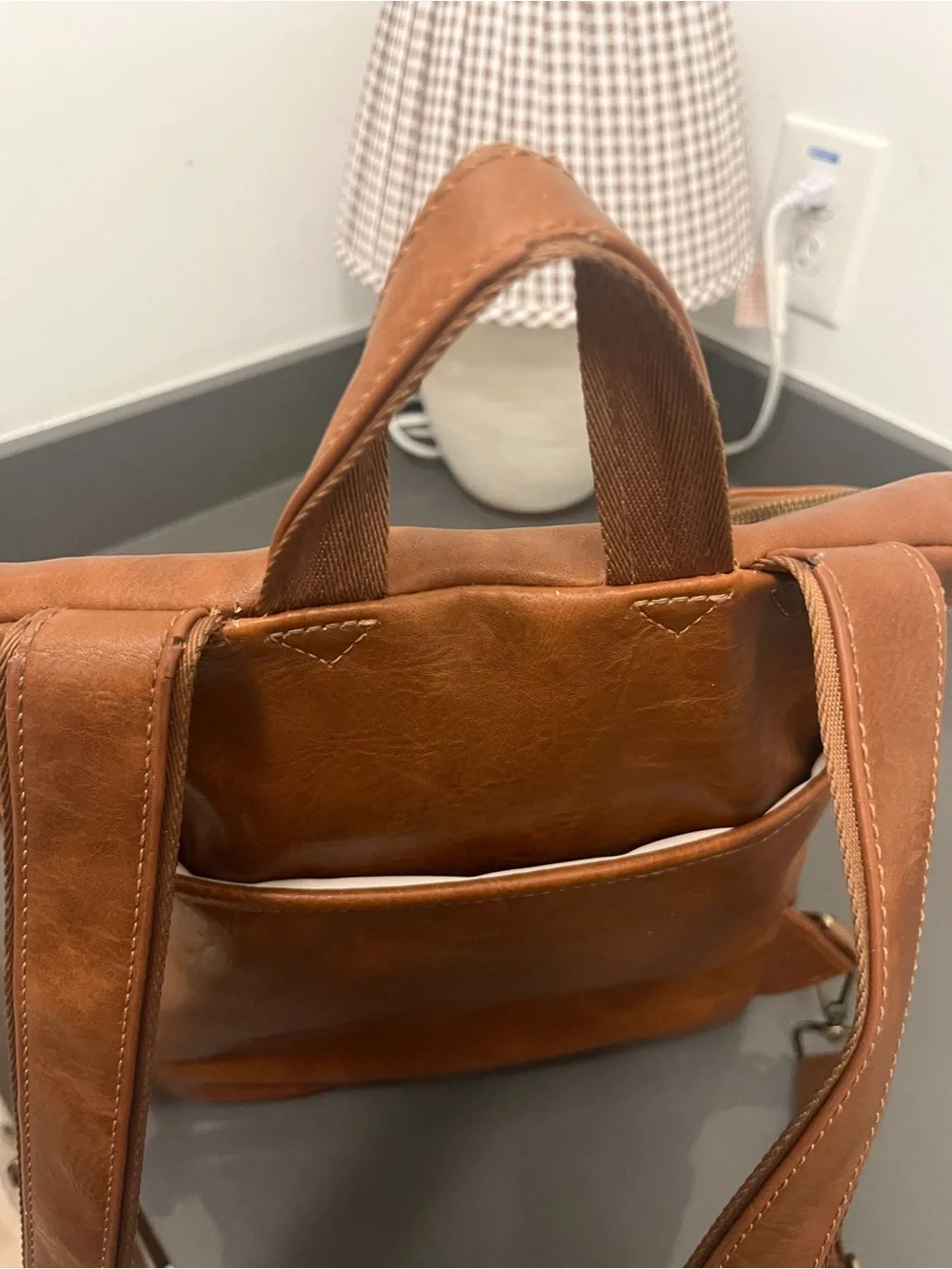 Azaria La Mère Tan Vegan Leather Backpack - Picture 7 of 9